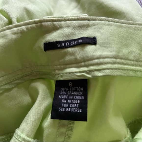 Sandra Women’s Lime Green High Rise Cropped Pants Cuffed Stretch Size 6 - Picture 8 of 9